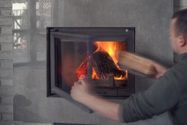 şömine yakın çekim