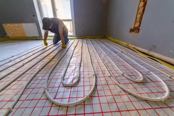 Sistema Instalación Tuberías Piso Caliente —  Fotos de Stock