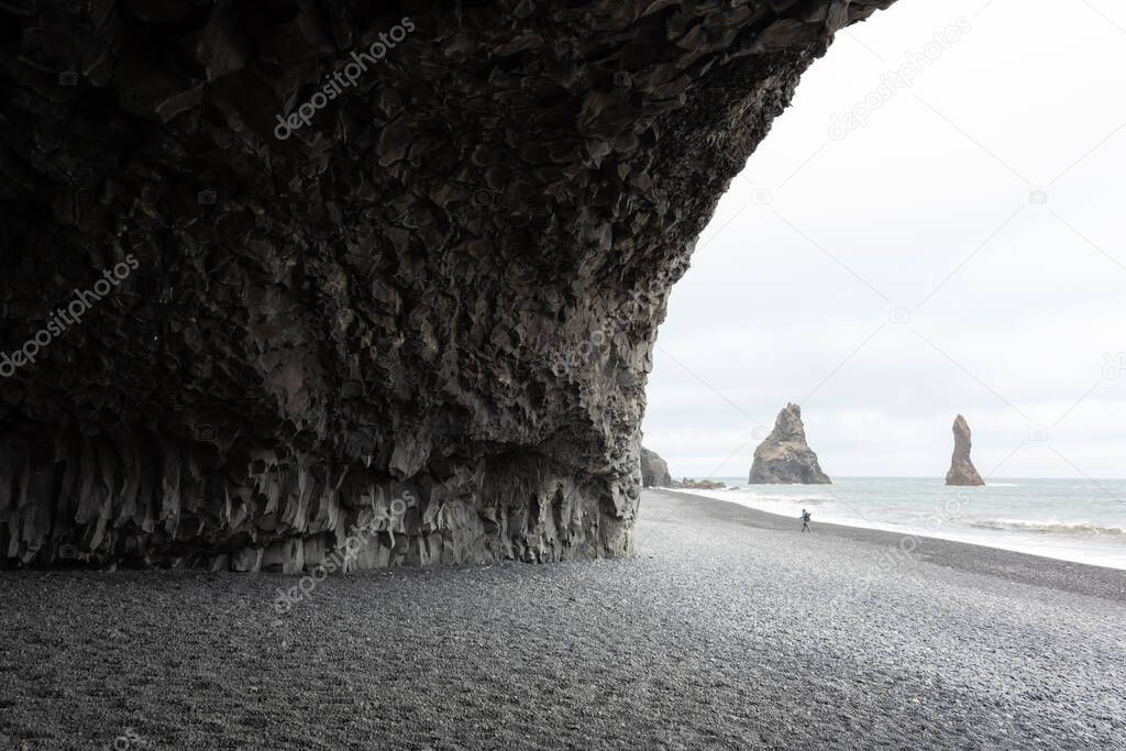 Incredible view on Black beach and Troll toes cliffs