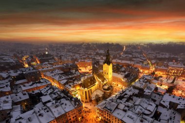 Kış Lviv şehrinin Gorgeus şehri
