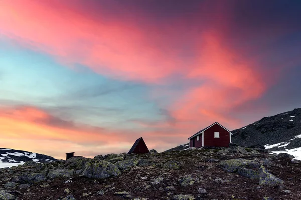 Typical norwegian red wooden house — Stock Photo, Image