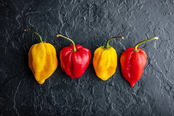 Žlutá a červená pálivá paprika jalapeno — Stock fotografie