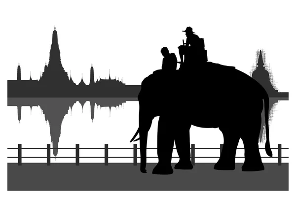 Tourists on an elephant — Stock Vector