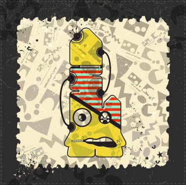 Sevimli canavar grunge posta pulu.