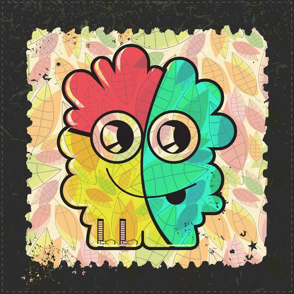 Leuke Monster op grunge postzegel — Stockvector