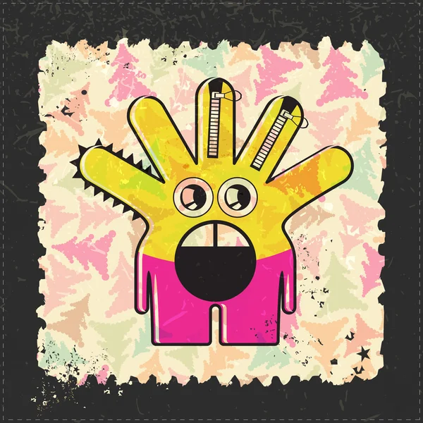 Leuke Monster op grunge postzegel — Stockvector