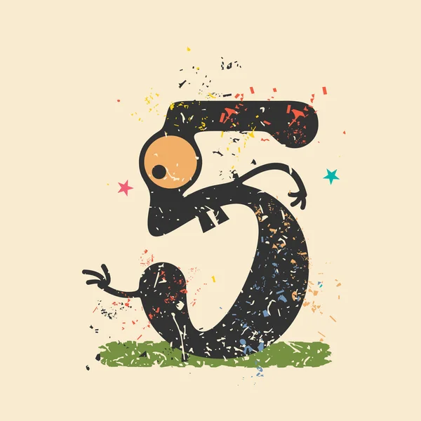 Schattig monster op retro grunge achtergrond. — Stockvector