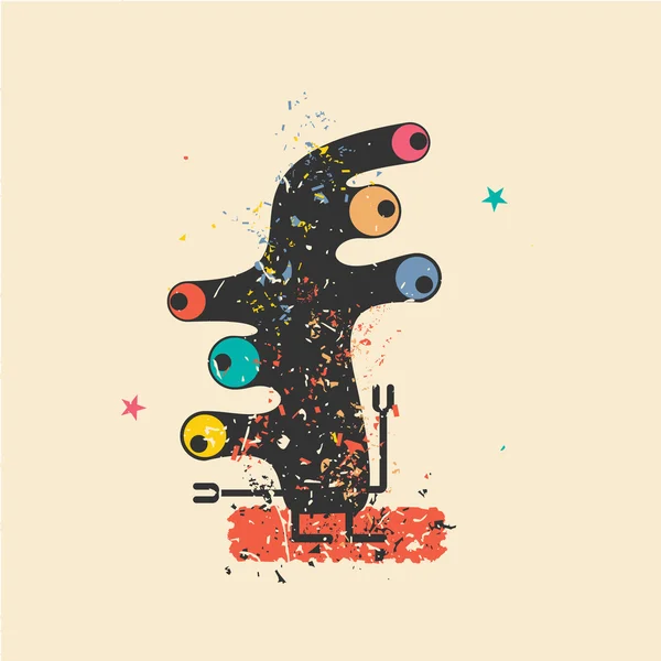 Monstruo lindo sobre fondo grunge retro . — Vector de stock