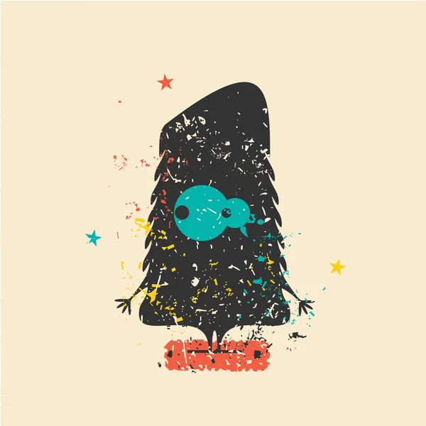 Monstruo lindo sobre fondo grunge retro . — Vector de stock