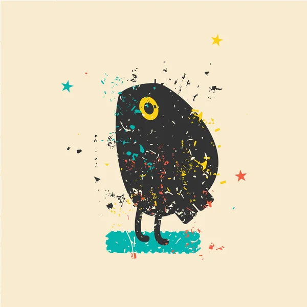 Monstruo lindo sobre fondo grunge retro . — Vector de stock