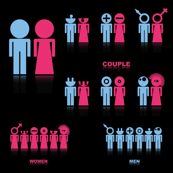 Seo of different people couples — Stock Vector