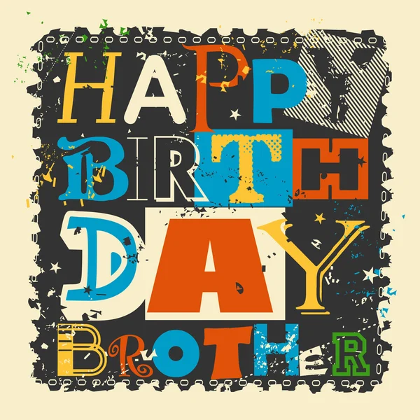 Carte d'anniversaire Retro Happy sur fond grunge . — Image vectorielle