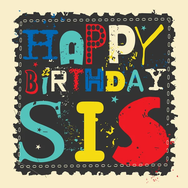 Tarjeta de cumpleaños Retro Happy sobre fondo grunge . — Vector de stock