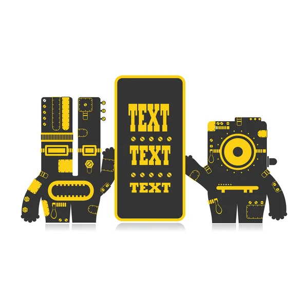 Robots avec bannière de message . — Image vectorielle