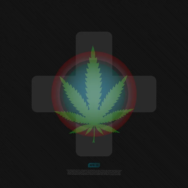 Medicina marihuana hoja en cruz símbolo . — Vector de stock