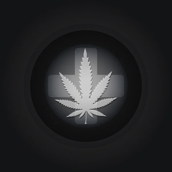 Liść marihuana medycyna na krzyż symbol. — Wektor stockowy