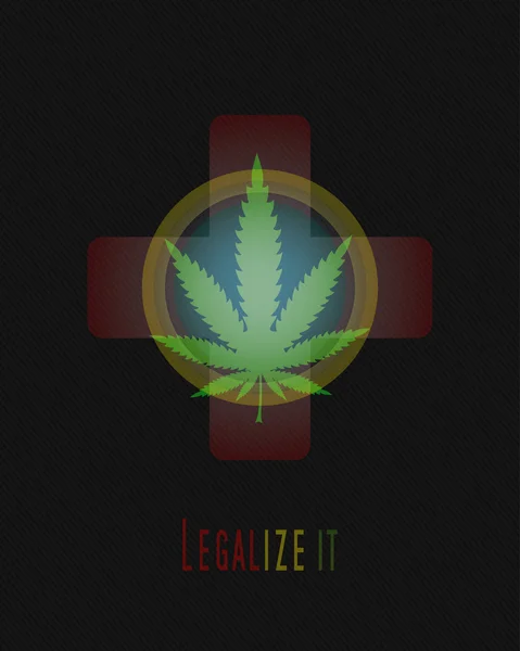 Medicina marihuana hoja en cruz símbolo . — Vector de stock