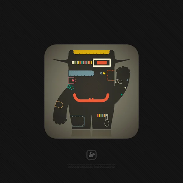 Lindo robot dentro de cubo colorido . — Vector de stock