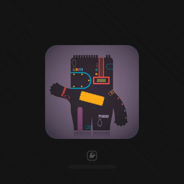 Lindo robot dentro de cubo colorido . — Vector de stock