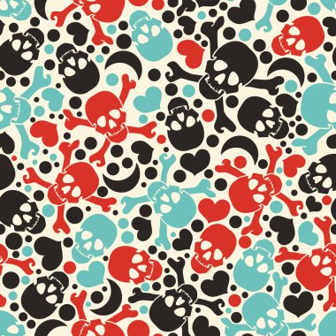 Dekoratif şekiller - Dikişsiz desen ile renkli kafatasları