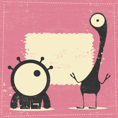  retro grunge arka plan metin için yer ile canavar.