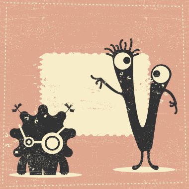  retro grunge arka plan metin için yer ile canavar.