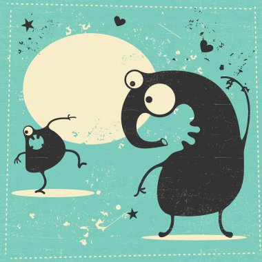  retro grunge arka plan metin için yer ile canavar.