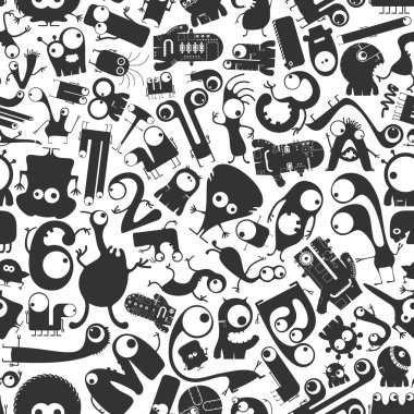 Komik canavarlar - Dikişsiz desen. 