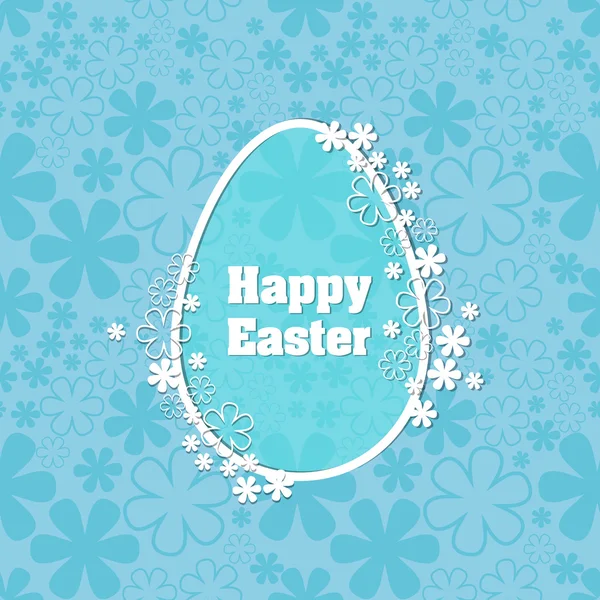 Yazıt Mutlu Paskalya ve çevresinde çiçekler ile Paskalya yumurtası . — Stok Vektör