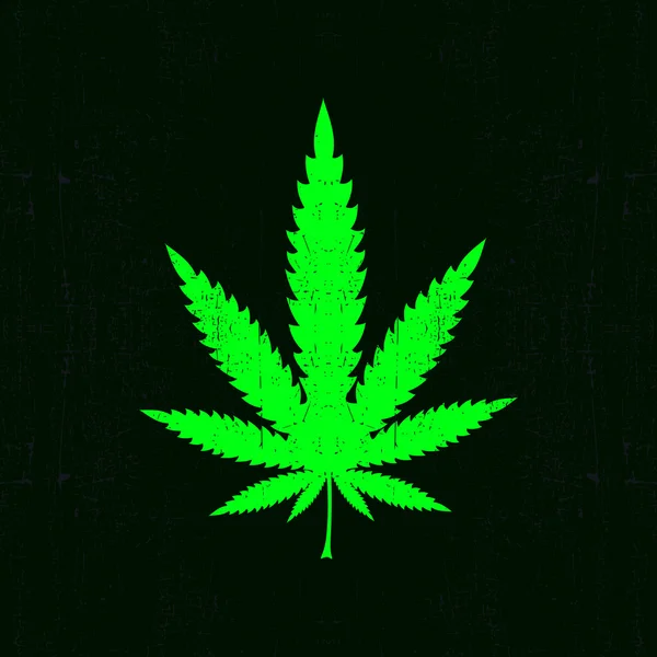 Hoja de marihuana verde sobre fondo negro. ilustración vectorial — Archivo Imágenes Vectoriales