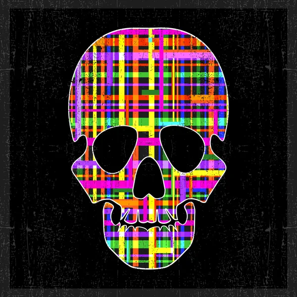 Crâne décoratif avec des éléments abstraits sur fond grunge. illustration vectorielle — Image vectorielle