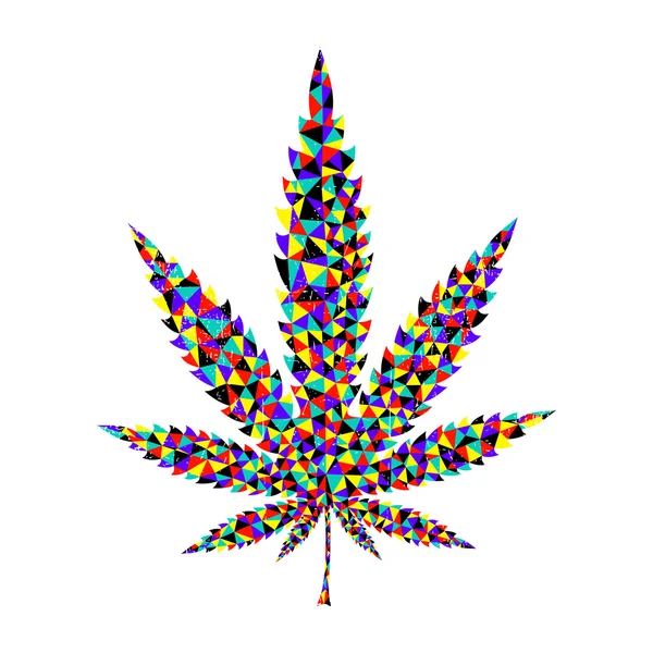 Feuille de marijuana colorée sur fond blanc. illustration vectorielle — Image vectorielle