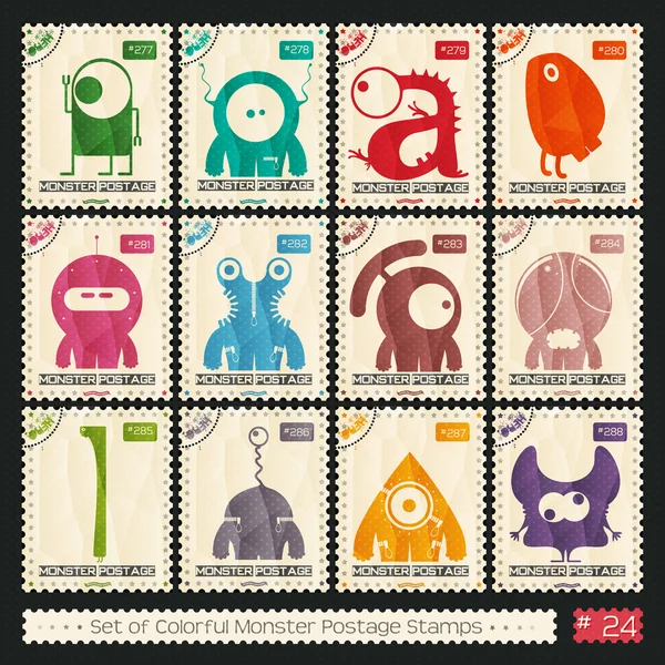 Conjunto de selos postag retro — Vetor de Stock