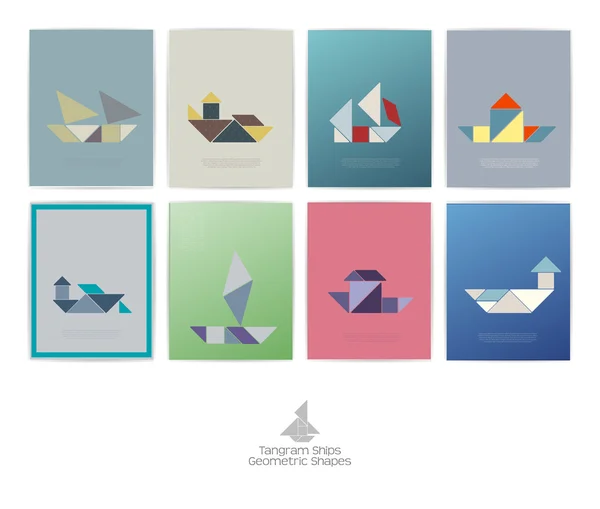 Conjunto de ocho buques tangram — Archivo Imágenes Vectoriales