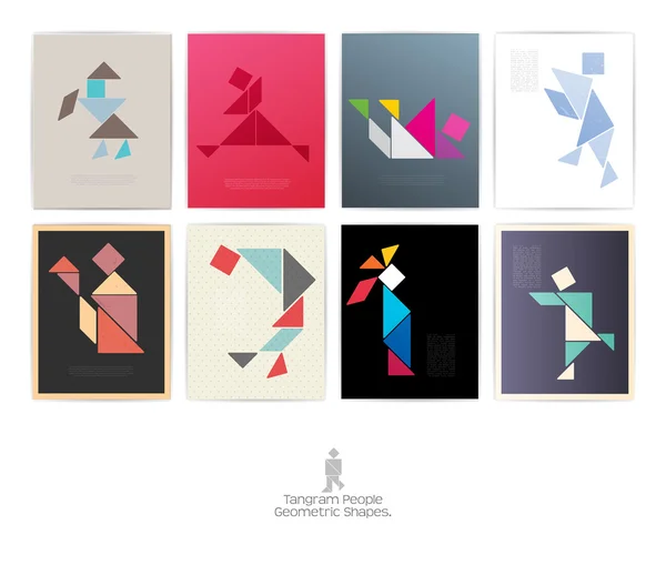 Conjunto de ocho personas tangram . — Vector de stock