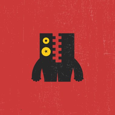 Grunge arka plan üzerinde komik canavar, 