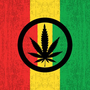 Cannabis leaf on grunge rastafarian  clipart