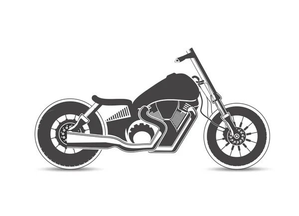 Siyah güçlü motosiklet - yan görünüm — Stok Vektör
