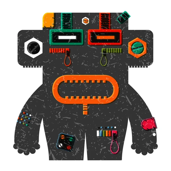 Cute colorful robot with grunge — Stock Vector