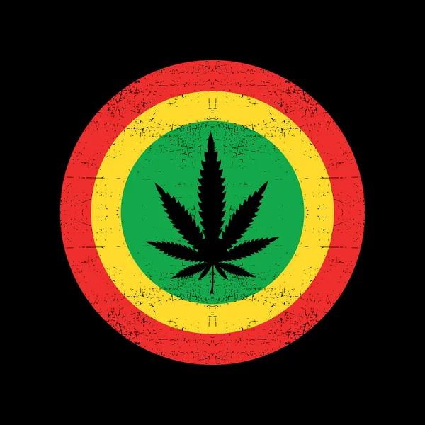 Hoja de cannabis en rastafari grunge — Vector de stock