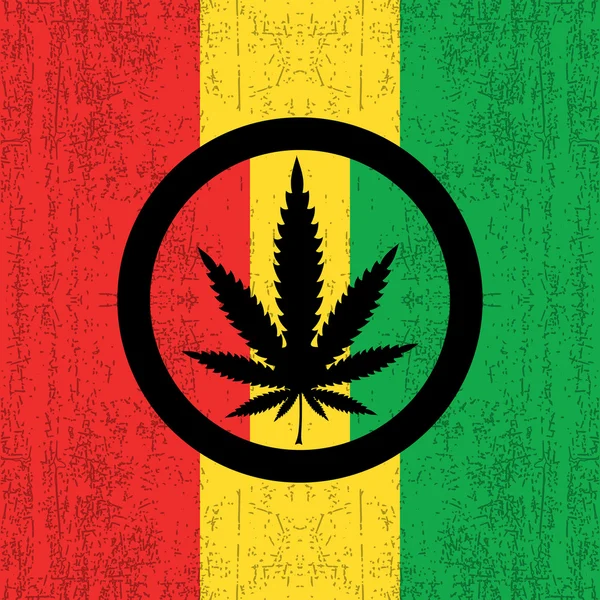 Cannabis-Blatt auf Grunge-Rastafarian — Stockvektor