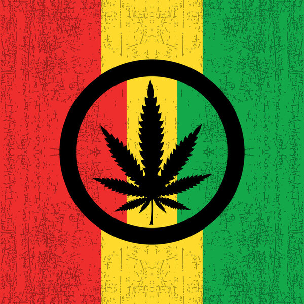 Cannabis leaf on grunge rastafarian 