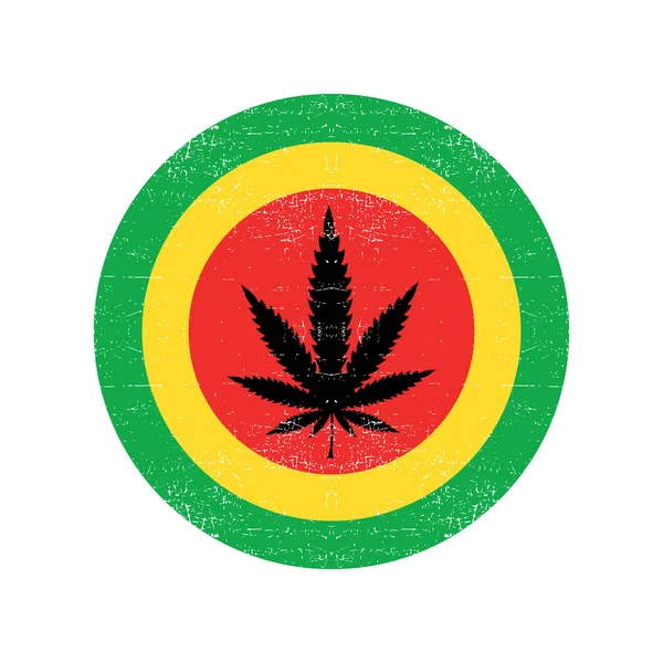 Cannabis leaf on grunge rastafarian — Stock Vector