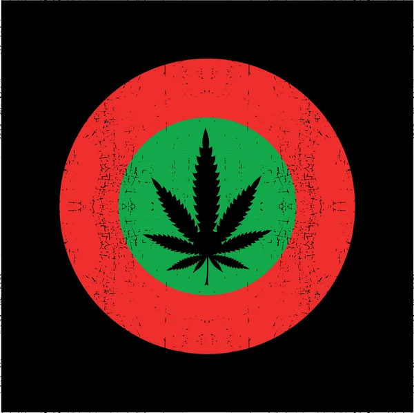 Folha de Cannabis em vermelho e — Vetor de Stock