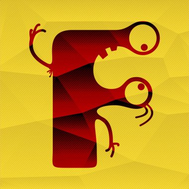 Canavar kırmızı poligon zemin üzerine