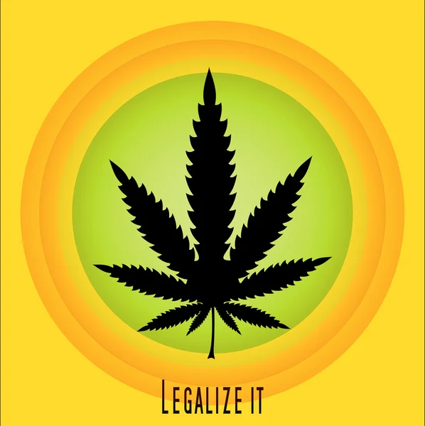 Feuille de cannabis noire en vert — Image vectorielle