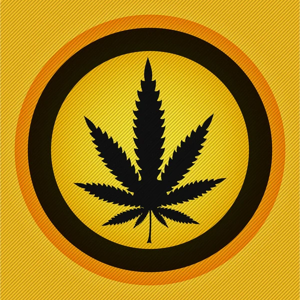 Black Cannabis leaf in yellow — Stock Vector