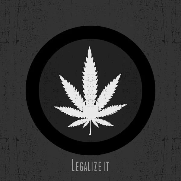 Feuille de cannabis blanche en noir — Image vectorielle