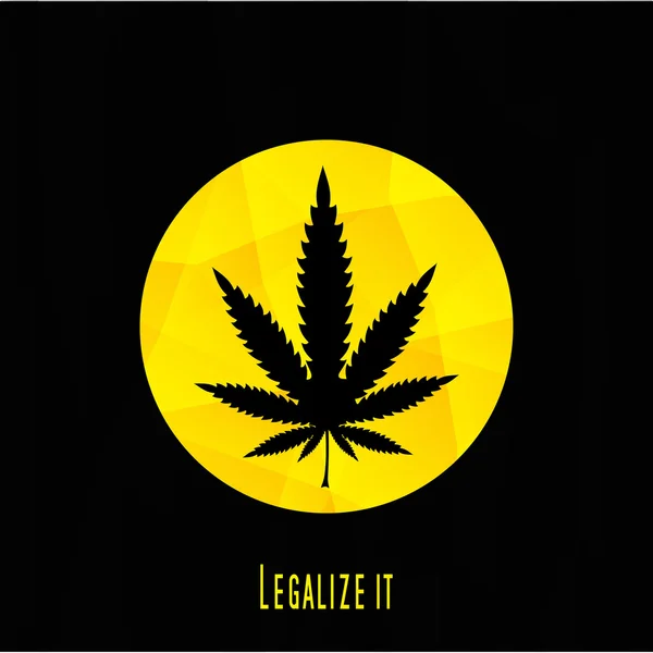 Feuille de cannabis en cercle jaune — Image vectorielle