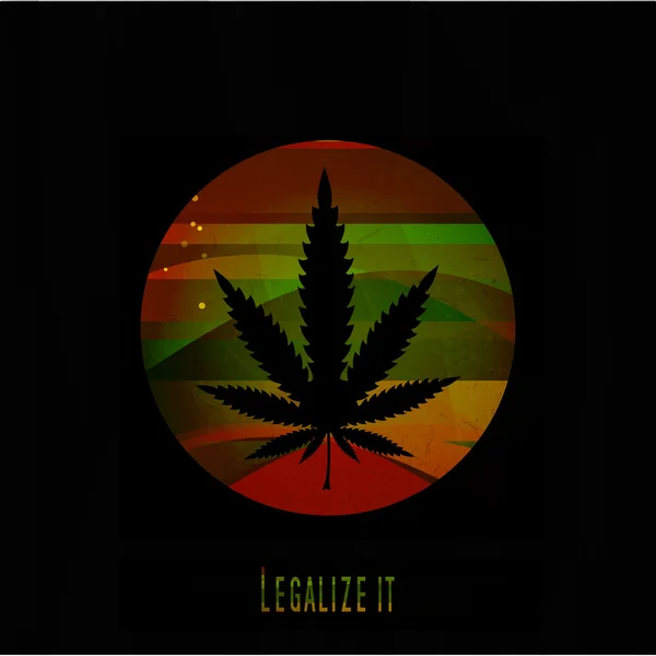 Feuille de cannabis noire en coloré — Image vectorielle